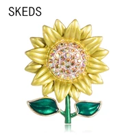 skeds enamel sunflower cute women brooches jewelry daisy fashion crystal exquisite corsage for lady clothing brooch pin gift
