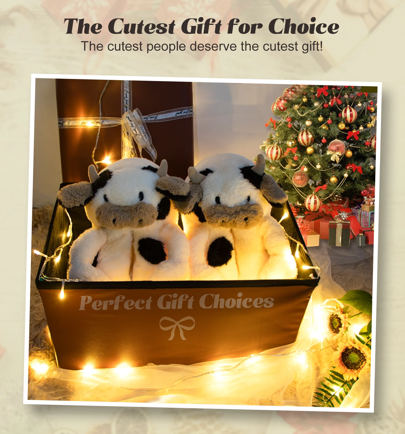 Womens Cute Teddy Bears Slippers Warm Fuzzy House Slipper Animal Slippers Home Fluffy Cow Slippers for Women Men Brithday Gifts