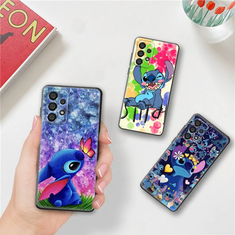 

Disney blue baby stitch For Samsung A73 A72 A71 A53 A52 A51 A42 A33 A32 A23 A22 A21S A13 A12 A03 A02 Black Phone Case