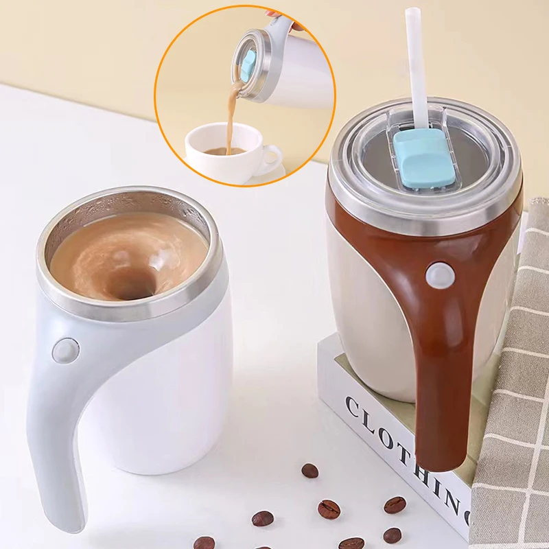 

Автоматическая чашка для смешивания кофе, электрическая Магнитная вращающаяся чашка для молока, портативная кружка, чашка из нержавеющей стали 380 мл