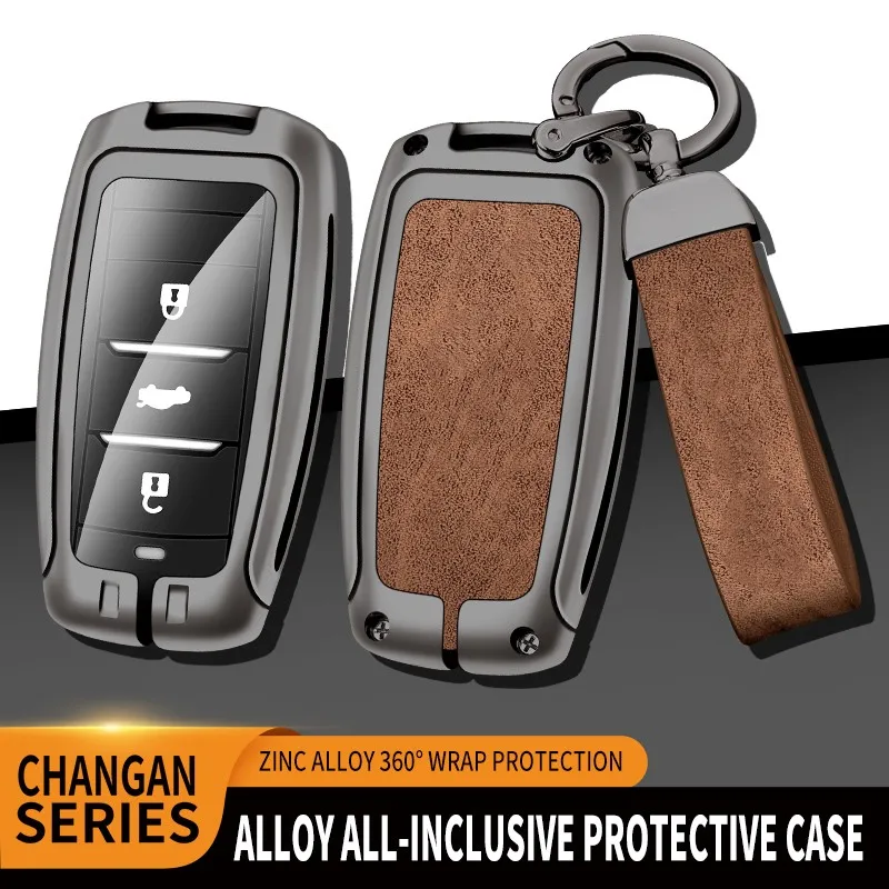 

2017-2022 New Zinc Alloy+Leather+TPU Car Key Bag Key Chain For Changan CS75 CS15 CS55 Eado XT DT ET Alsvin V7 E-Pro Accessories