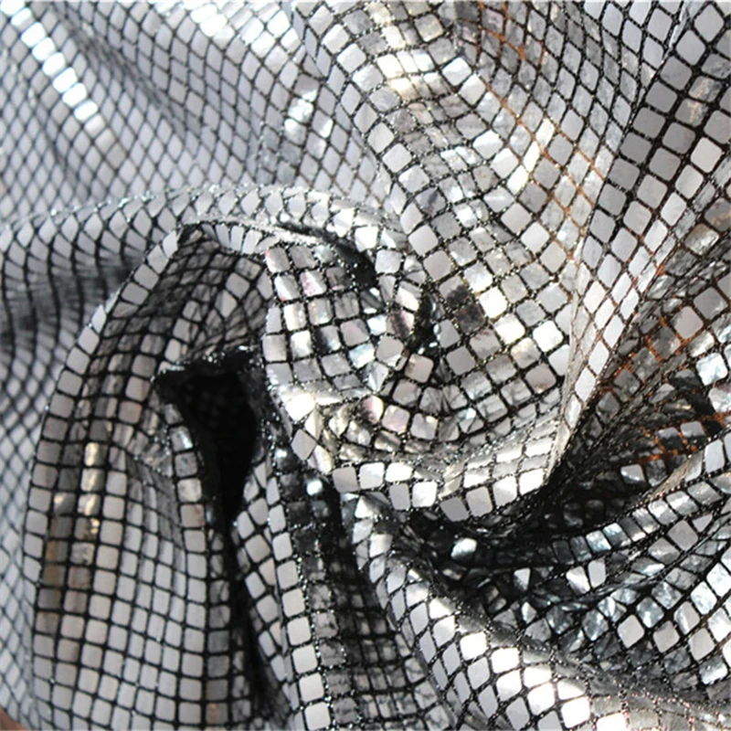 95 см Diy шашки блестящая ткань Серебряная Светоотражающая фотография Фон декор