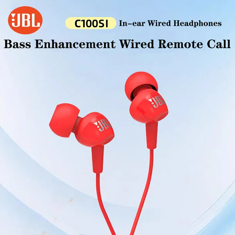 Фото Наушники-вкладыши JBL C100SI с круглым разъемом 3,5 мм, проводные, с глубокими басами, стереозвуком и микрофоном для звонков без помощи рук, для IOS и Android. №3