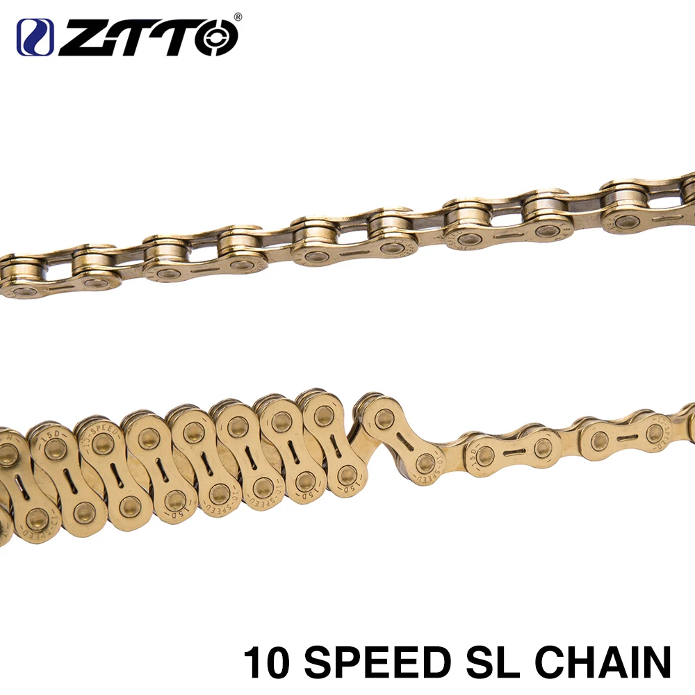 

ZTTO 10S Bicycle Chain Golden Semi Hollow SL MTB Mountain Bike Road Bicycle Parts Durable Gold 10s 20 S 30 V 10 Speed for K7