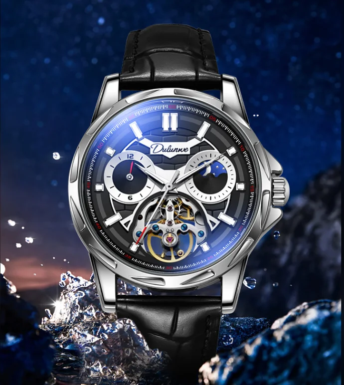 Полностью автоматические механические наручные часы многофункциональный