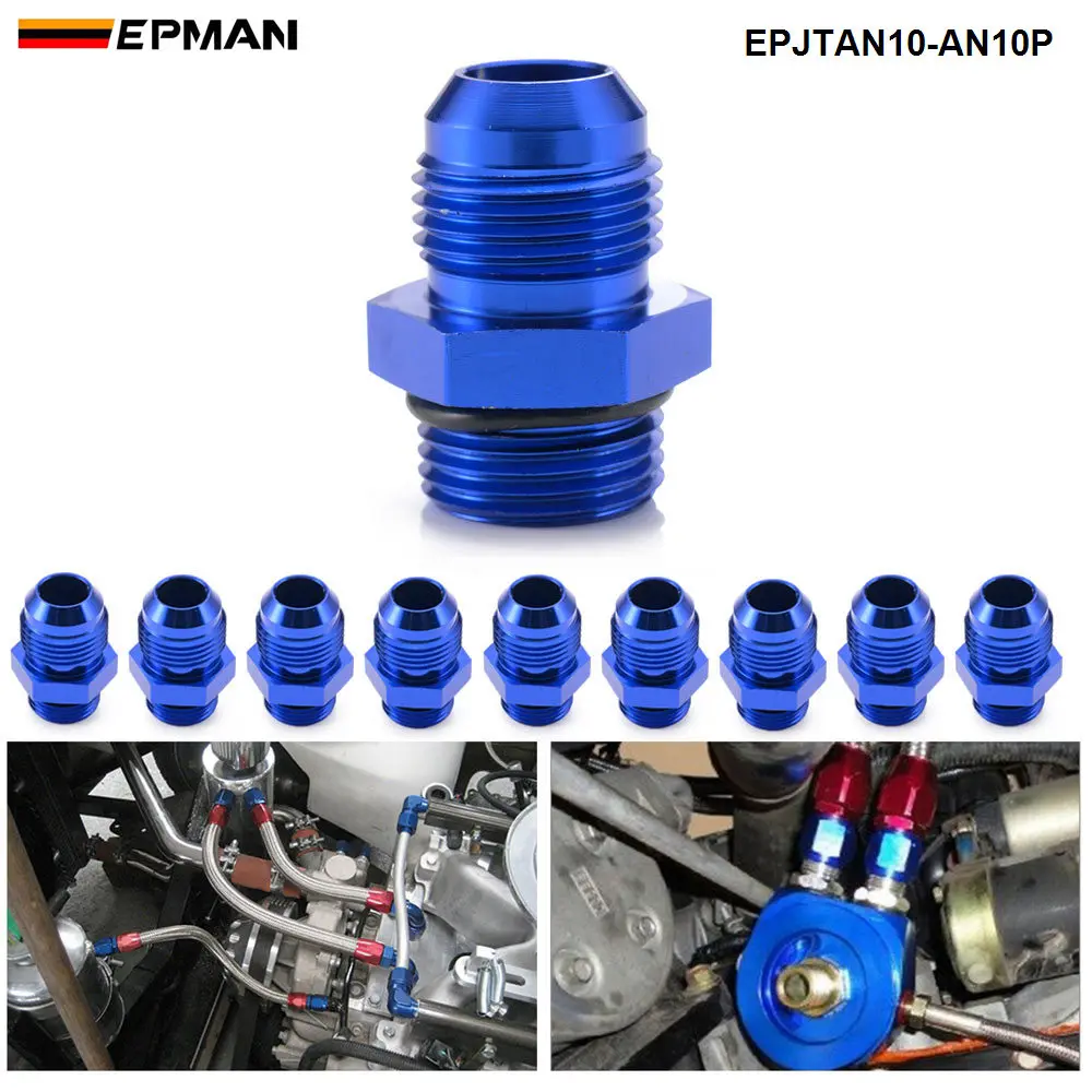 

EPMAN 10PCS Aluminum Blue AN10 Flare Male To AN10 Pipe Adapter Straight Fitting For Fuel Systems EPJTAN10-AN10P