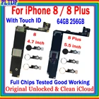 Материнская плата 64 Гб 256 ГБ для iPhone 88 Plus 8 P сбез Touch ID, оригинальная разблокированная логическая плата с бесплатным iCloud и IOS, 100% протестирована