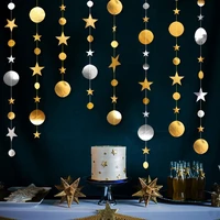 4m twinkle paper star round gold garland flash banner happy birthday wedding party favor baby shower curtain decoration supplies