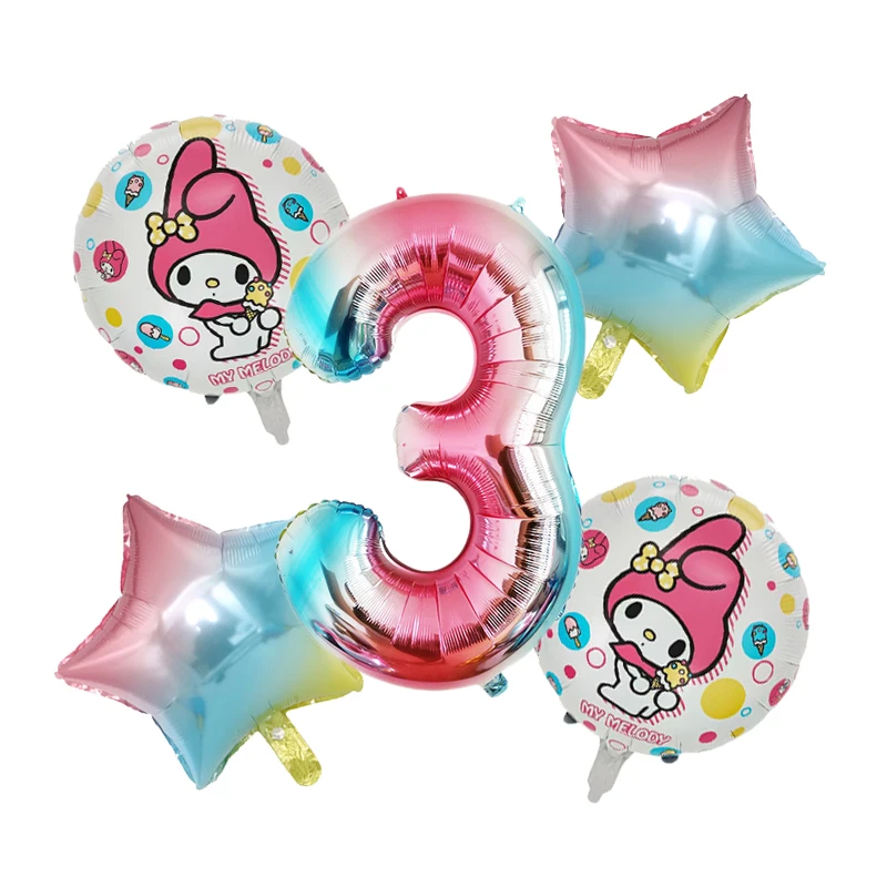 Sanrio мультяшный милый Kuromi My Melody Коричный фольгированный шар Набор цифр детский