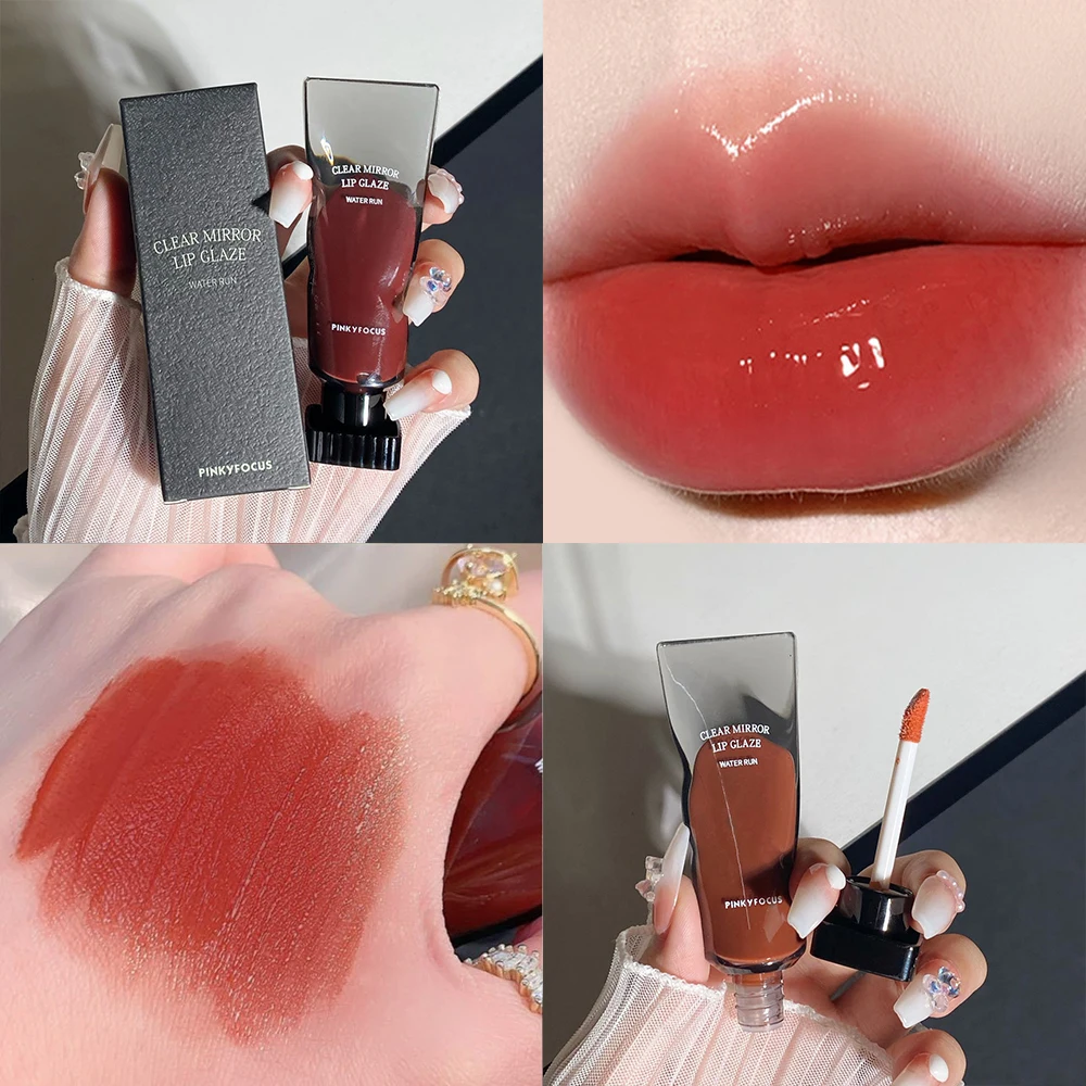 

Black Tube Lip Glaze High Mirror Water Gloss Moisturizing Sexy Red Lip Tint Lipstick Makeup Longlasting Non-stick Cup Lip Gloss