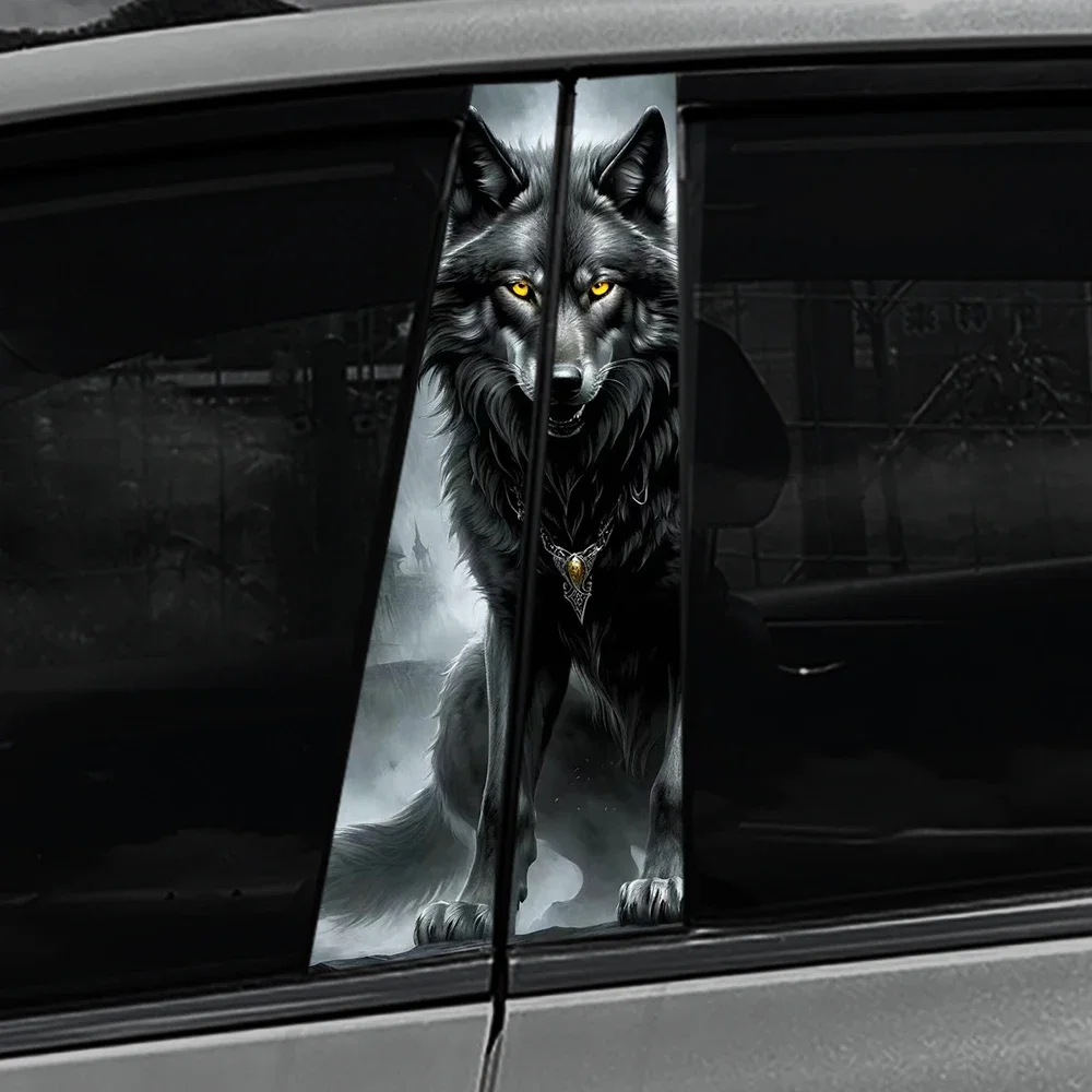 

1/2 шт. голубые глаза волк автомобильные наклейки авто B столб водостойкий декор в виде животных крышка царапины двери автомобиля столб виниловые наклейки