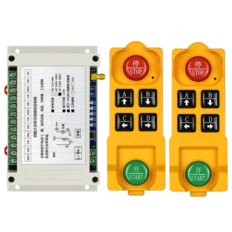 

DC12V-48V Remote Control Switch 315/433Mhz Remote Control 4CH Wireless Remote Receiver RF Switch Gate Garage 220V-380V