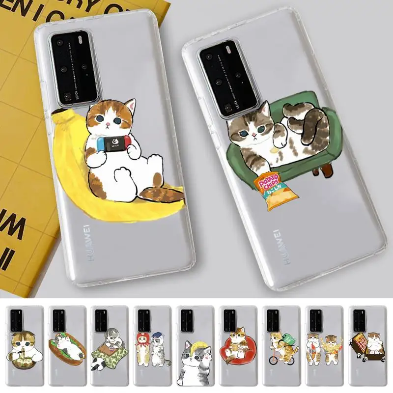 

Funny Cartoon Cat Phone Case for Huawei Honor 8X 10 20 lite 10i 20i 50 60 70 P50 P20 P30 Pro Y5 Y6 Mate50 cover