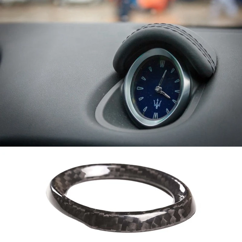 

Автомобильный интерьер часы приборной панели Обложка украшение рамка Настоящее углеродное волокно Модифицированная наклейка для Maserati ghiс...