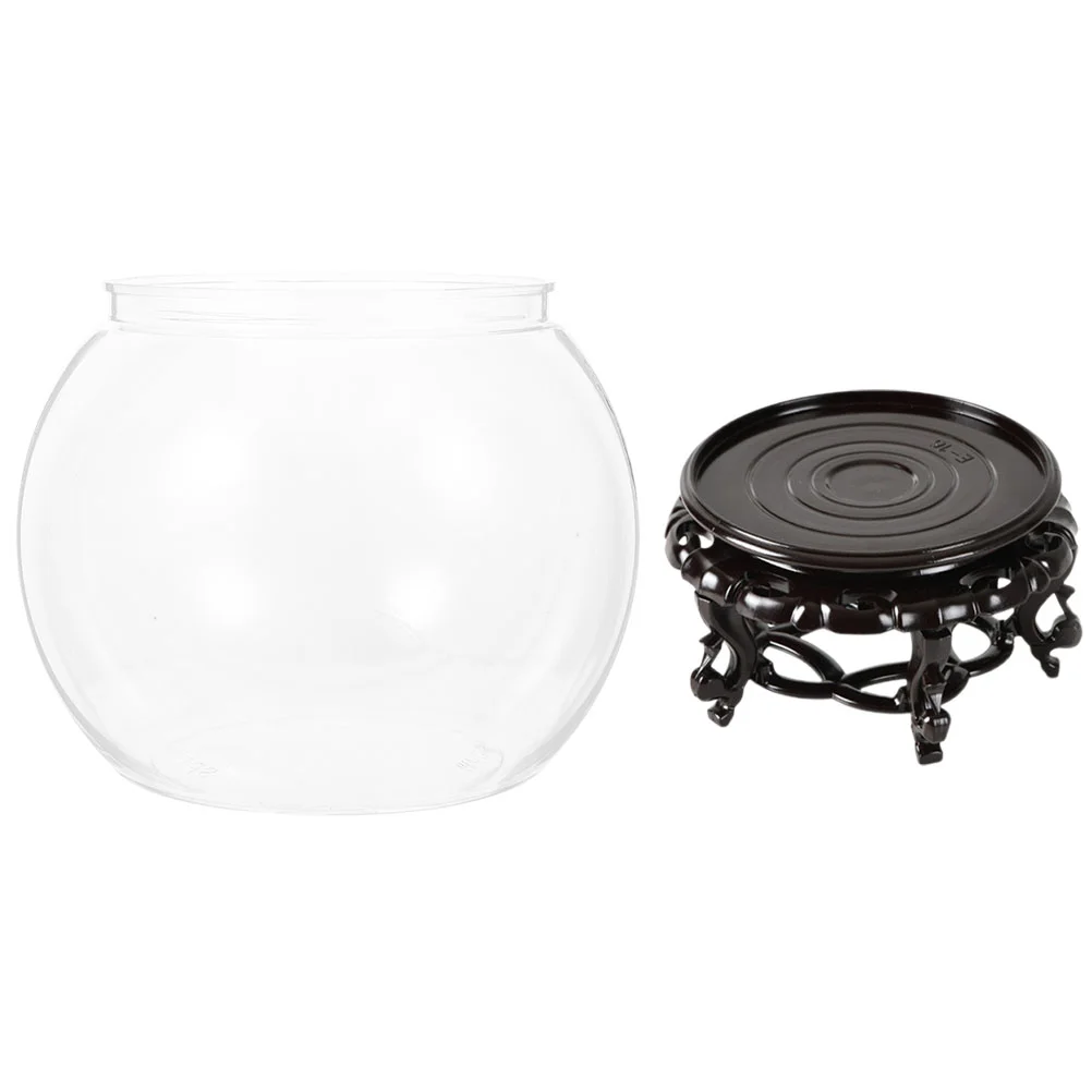 

1 Set of Round Fish Bowl Small Fish Tank Desktop Fish Tank Clear Goldfish Bowl with Base