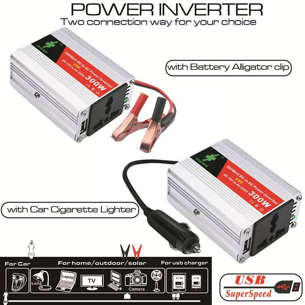 

Автомобильный инвертор напряжения 300 Вт, 12 В постоянного тока в 220 В постоянного тока, быстрая зарядка для сигарет, адаптер, зажигалка, зарядн...