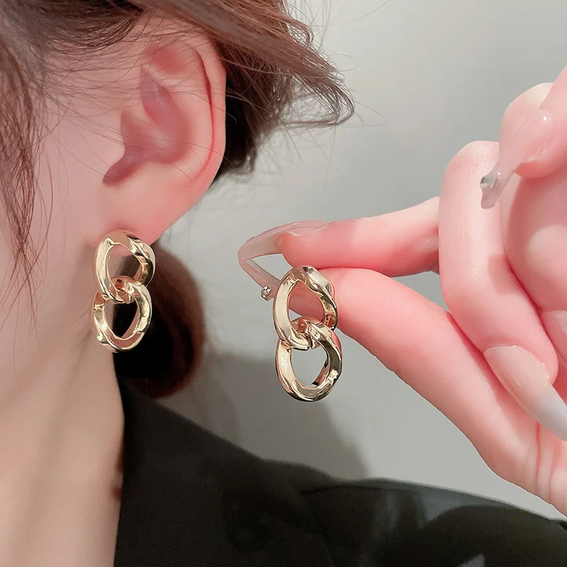 

18K Gold Plating Chain Earrings for Girls jewelry heavy craft stud earrings korean fashion earrings women