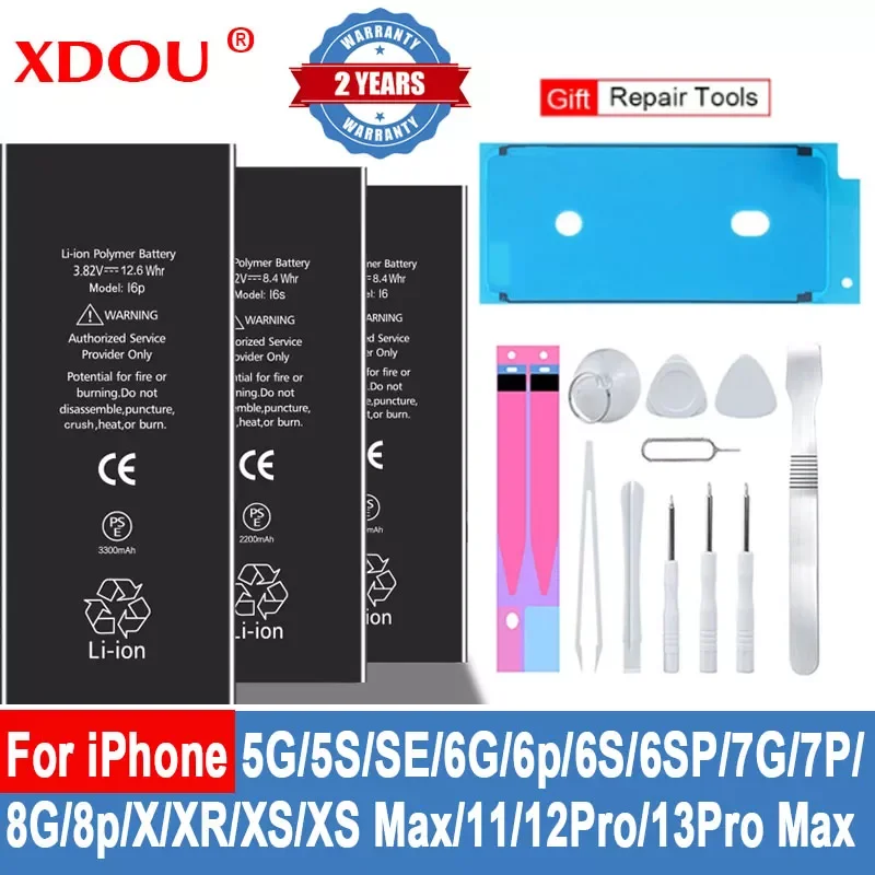 

XDOU Battery For iPhone Apple 5S SE 2 6 6S 7 8 Plus X XR XS 11 12 13 Pro Max Replacement Bateria IP6S 6G 7G 7Plus 8Plus 4 5 4SD