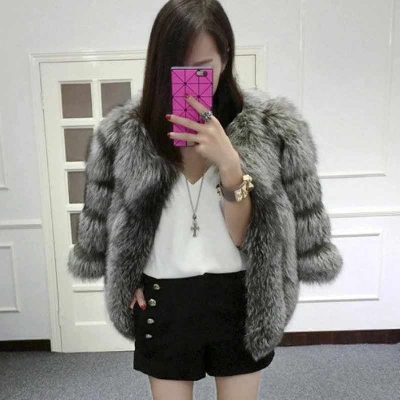 Autumn and Winter Fur Coat Faux Fur Coat Thick and Warm Korean Style Fur Women's Imitation Fox Fur Luxury Women's Coat