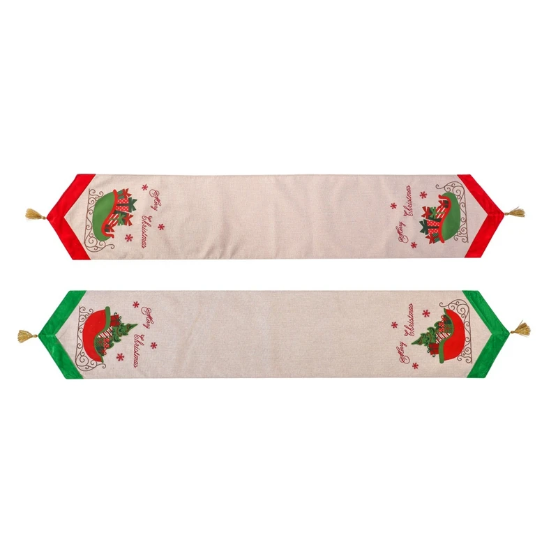 

2 Pcs Merry Christmas Table Runner for Holiday Table Decorations, Family Dinners, Outdoor or Indoor Party