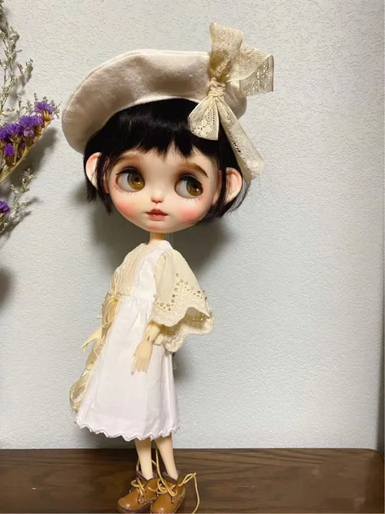 

BJD Blythe dress Clothes White bow pagoda sleeve skirt 1/6 30cm Dolls (Fit for Pullip,Ob24, ob22、Licca)