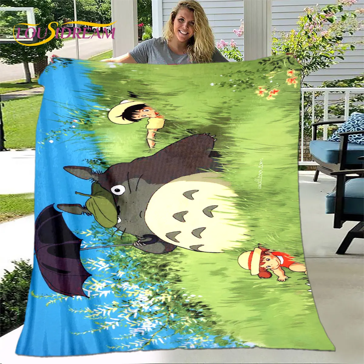 

My Neighbor Totoro Anime Cartoon Soft Plush Blanket,Flannel Blanket Throw Blanket for Living Room Bedroom Bed Sofa Picnic Cover