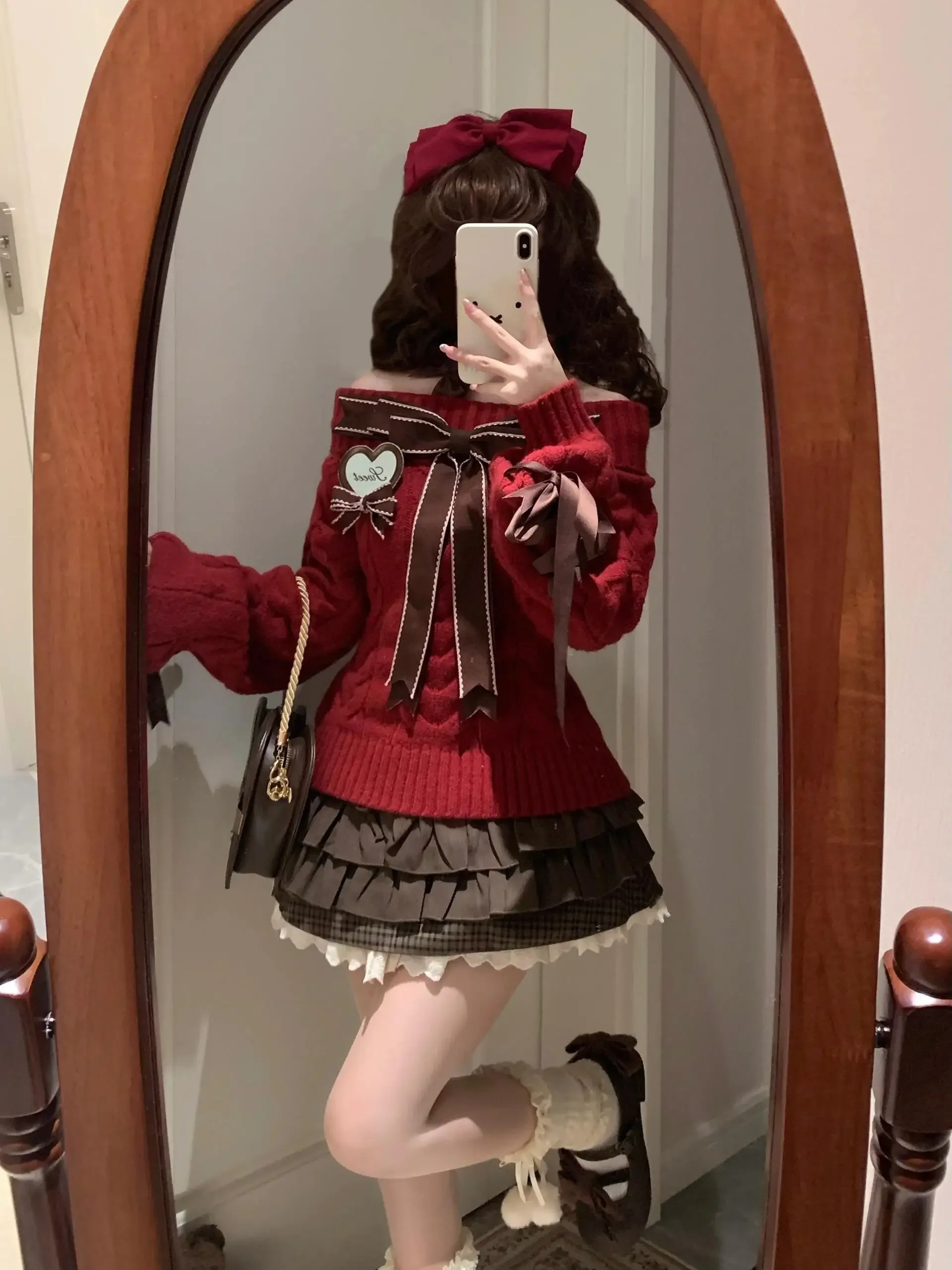 Рождественские красные милые крутые свитера женские облегающие с открытыми