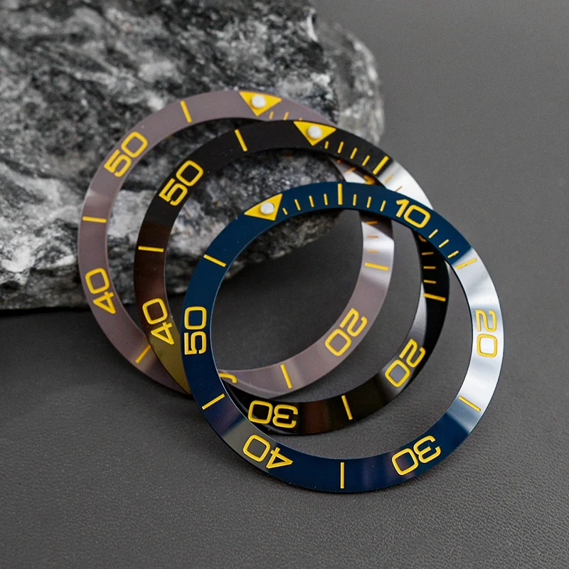 38mm*30.5mm Sloping Ceramic Bezel Diving watch Insert For Mens Watch Replace Accessories Watch Face Watch Bezel Inserts