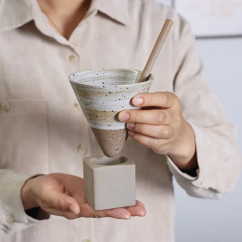 

Керамическая кофейная кружка в стиле ретро, чайная чашка из грубой керамики, японский латте, фарфоровая чашка с цветочным рисунком, креативная керамическая кофейная чашка 200 мл