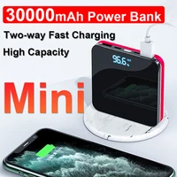 30000mah mini quick external battery pack power bank portable mirror screen led digital display powerbank for iphone xiaomi