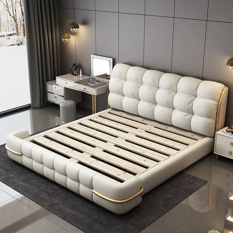 Современная мягкая кровать Whitr дизайнерская Простая с изголовьем кровати