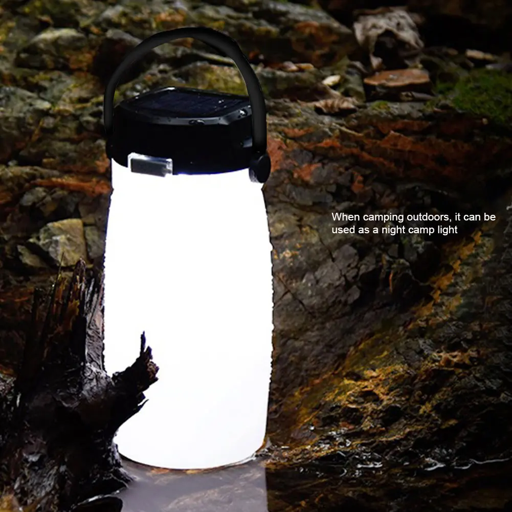 

Multifunctional Travel Tent Light Camping Lamp Silicone Kettle Lantern Solar Charging Portable Foldable Outdoor Water Bottle