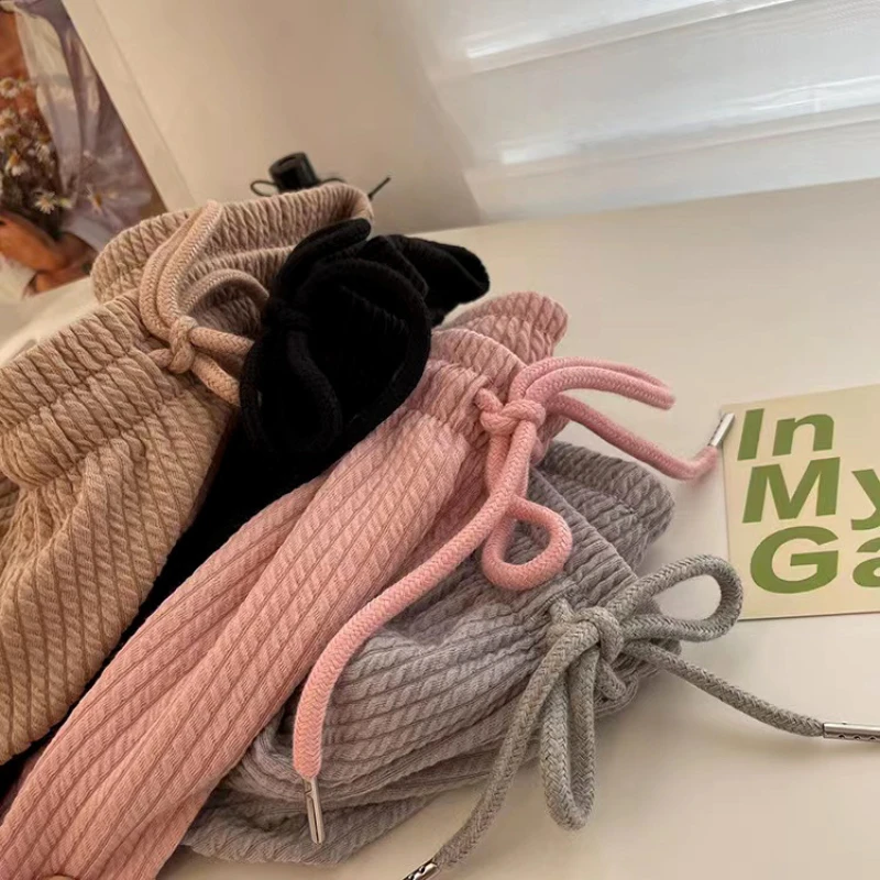 High Waist Sport Shorts Women Summer Loose Wide Leg Elastic Waist Lace Up Drawstring Casual Korean Irregular U Shape Bottoms New