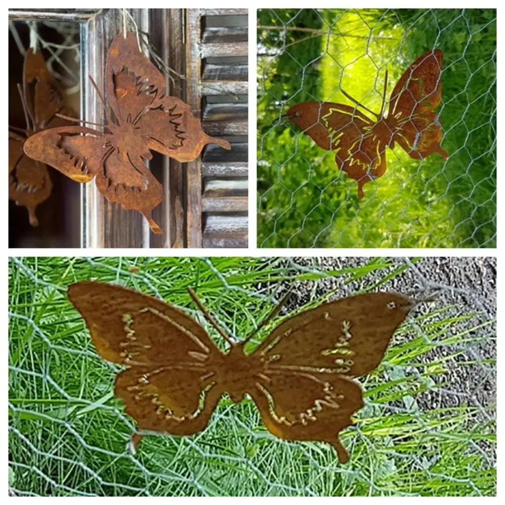 Металлическая ржавая бабочка украшение для стен в саду железная поделка двора