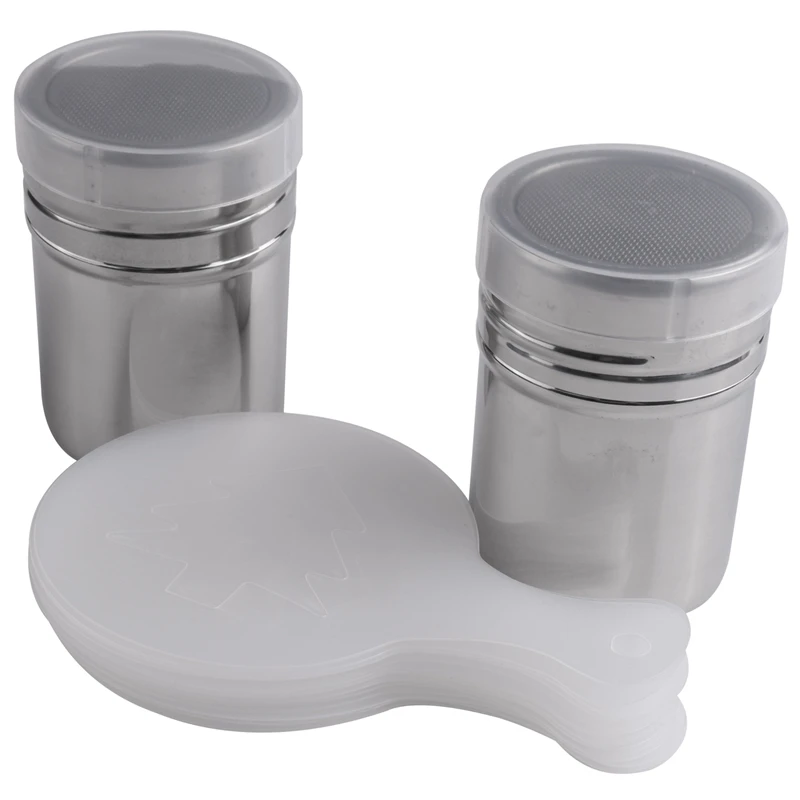 2 Pieces Stainless Steel Dredders And Coffee Cinnamon Power Powder Shaker Can With Hole Or Lid