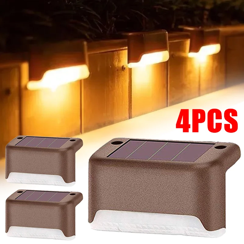 

4pcs LED Solar Lights Outdoor Steps Terrace Fence Warm Lighting Lamp Waterproof Solar Power Lamps Patio Garden Decoration Light