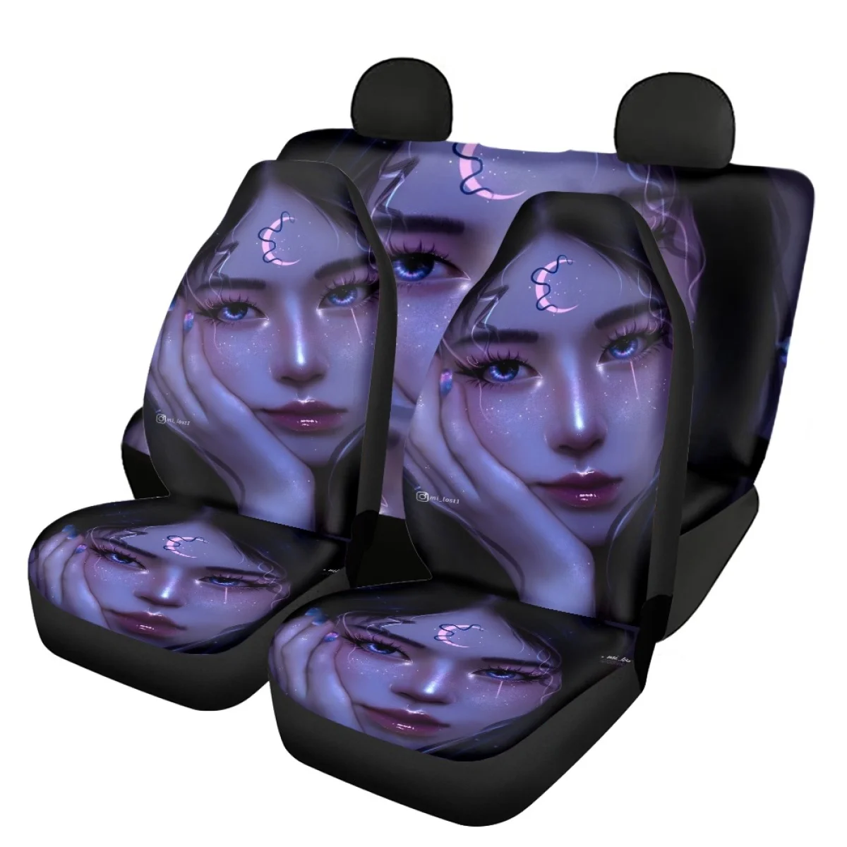 

Glitter Tear Car Seat Covers Beautiful Girls Universal Fit Vehicles Seat Covers Pattern Full Set 4 Front&Rear Auto Seat Cover