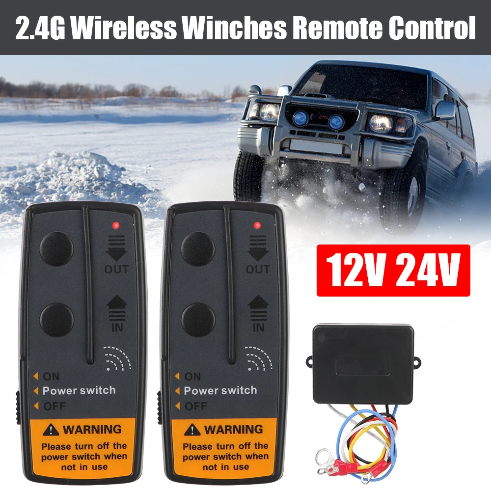 

2.4G 12V 24V 50M Wireless Winches Remote Control Recovery Kit Switch Controller 72W Electric Winch for Jeep Off-road ATV Trailer