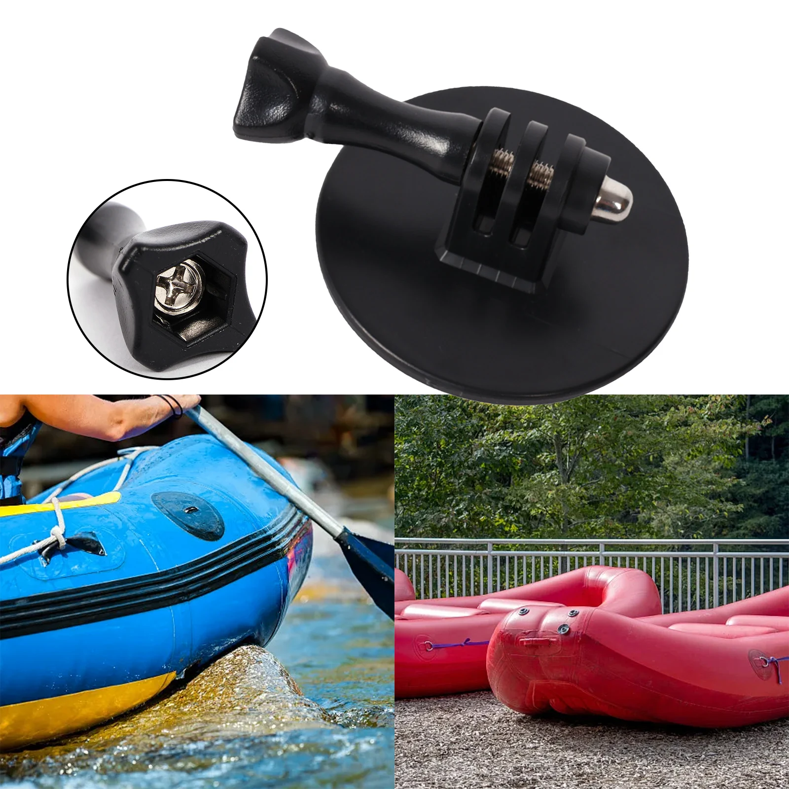 

Part Kayak Camera Base PVC Paddle Base Black Board Kayak Camera Base Professional Stickable Useful With Thread Durable