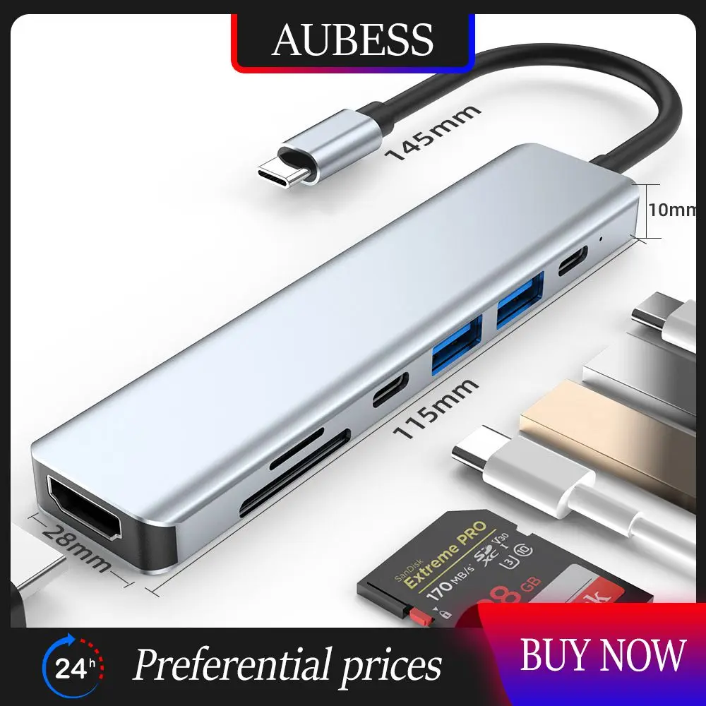 

Usb Transfer Rate 5gbps 7-in-1 Expansion Dock -4k Output Usb3.0 Efficient File Transfer Adapter Port Frosted Texture Usb Hub