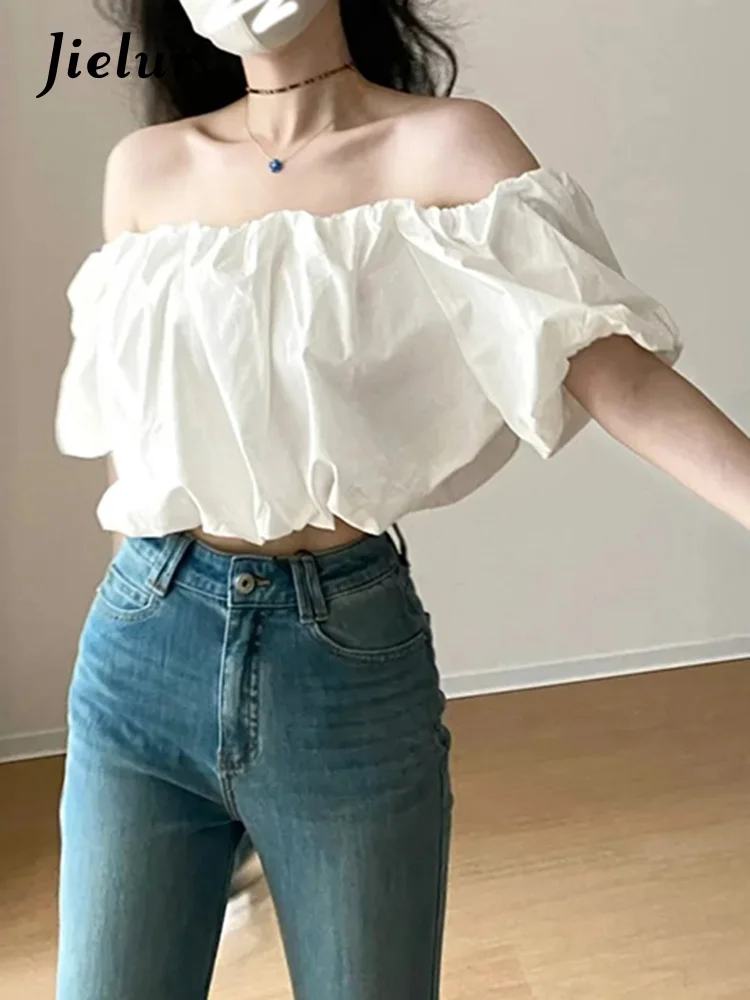 Летняя новая милая женская блузка Повседневная Свободная тонкая белая модная