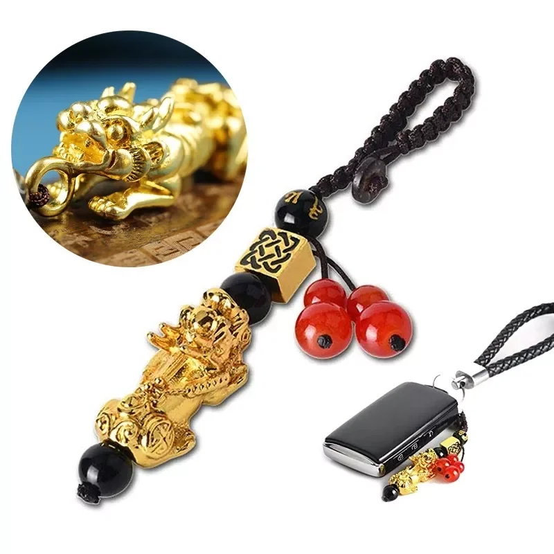 

Obsidian Pixiu Pendant Hanging Ornament Car Key Pendant Keychain Pendants Charms Chinese Fengshui Beast Bring Lucky and Wealth