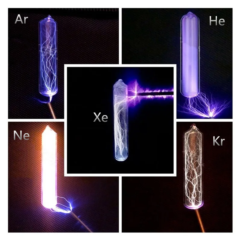 

5 Rare Luminous Gas In Sealed Glass 99.999% Pure Krypton Helium Neon Argon Xenon Noble Gas Element Collection
