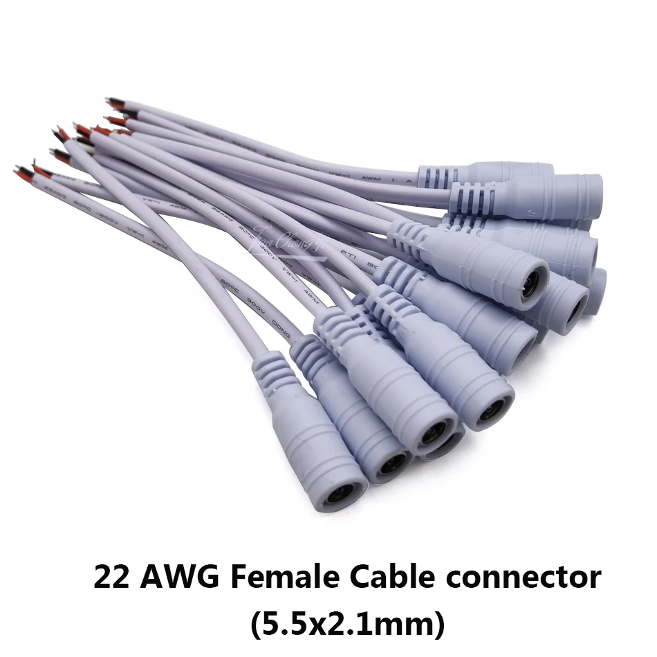 

Штекерный и гнездовой разъем 22AWG, кабель питания, провод для видеокамер видеонаблюдения, 12 В, Удлинительный кабель, адаптер 2,1x5,5 мм