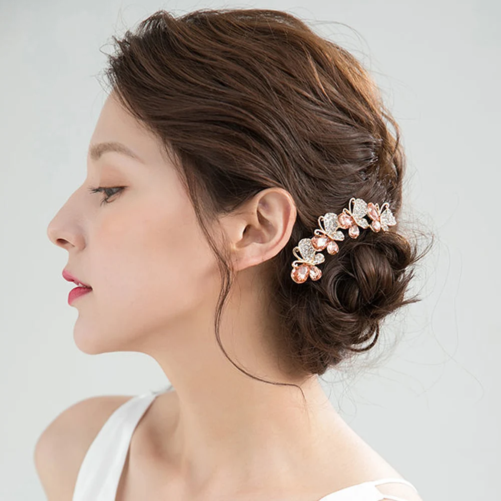 

Korean Fashion Insert Comb Adult Head Accessories Butterfly Rhinestone Hair Fork Jewelry Crystal Butterfly Hair Clip Headpieces