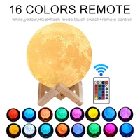 rechargeable led night light 3d print moon lamp touch remote 16 colors change bedroom table lamp for children%e2%80%99s room decoration