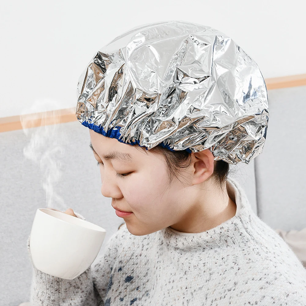 

New Aluminium Foil Shower Cap Reusable Waterproof Disposable Heat Cap Elasticity Hair Dye Caps For Women Salon Home Use Travel