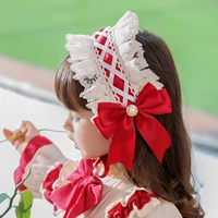 baby girls lace ruffle crisscross straps big bowknot decorated hair clip ribbon lace up headwear