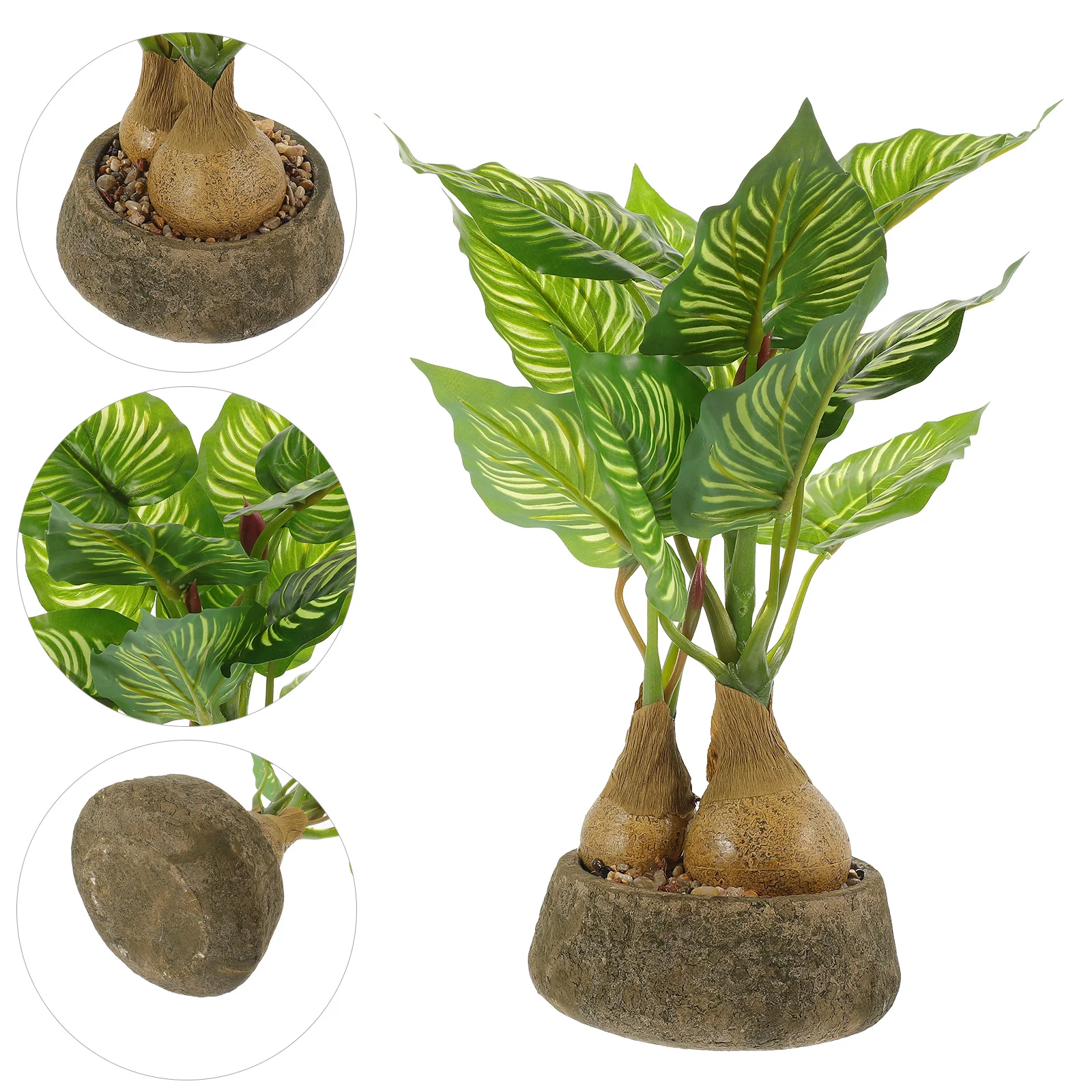 

Artificial Bonsai Home Fake Faux Plants Indoor Desktop Adornments Leaf Potted Flowers Realistic Decorative