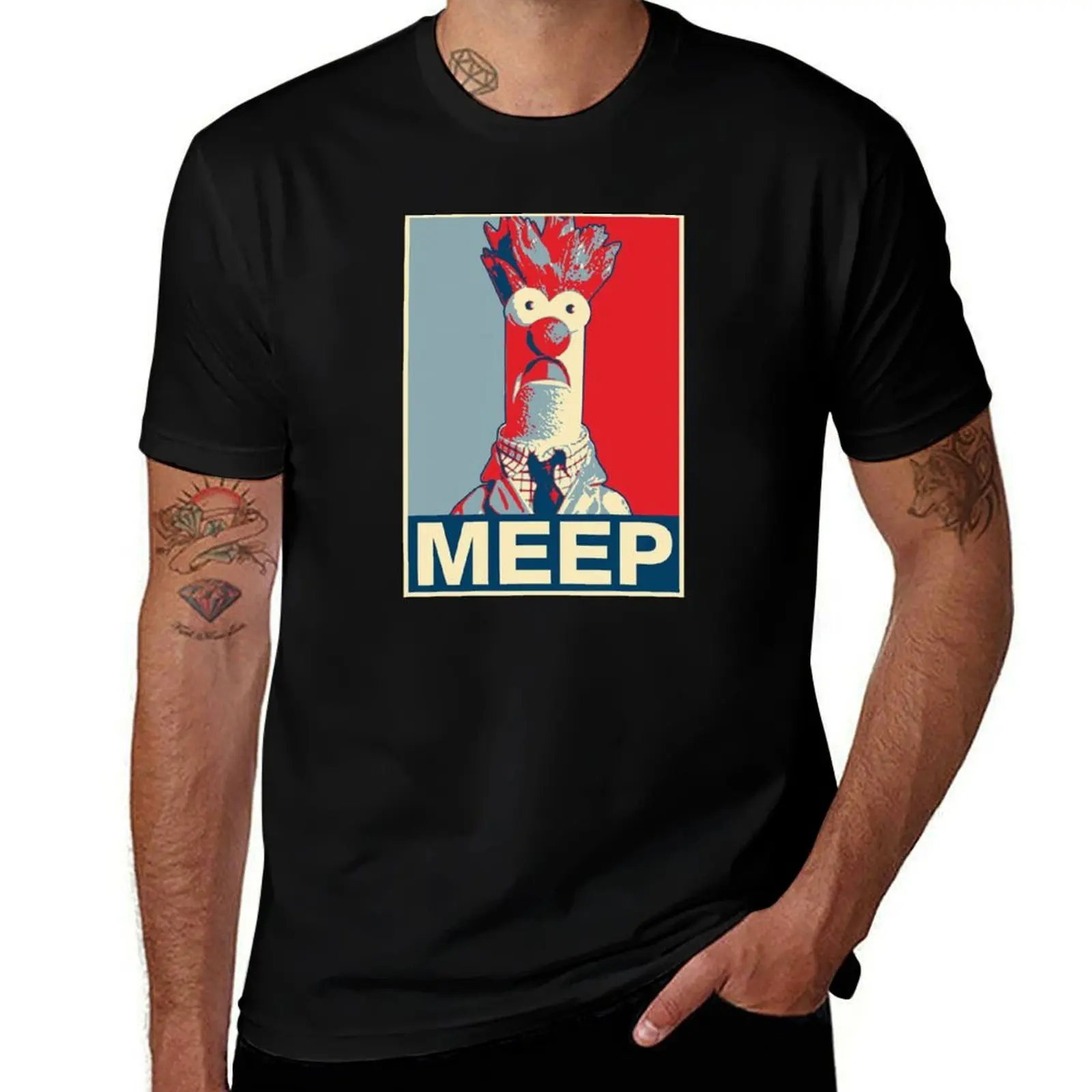 Фото Футболка Beaker Pop Meep Art, повседневный топ большого размера с короткими рукавами №1